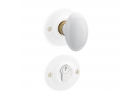 Door knob porcelain white brass